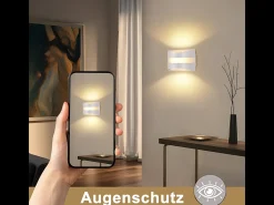 Aplique LED de pared para interiores Nettlife blanco - Diseño moderno, 3000 K, 5 W, iluminación de pared blanca cálida, iluminación vertical y horizontal.