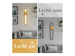 Aplique LED NETTLIFE - 12 W - Lámpara de escalera de 60 cm - Dorado - Diseño moderno - Blanco cálido 3000 K - Iluminación de pared minimalista
