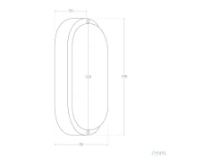 Aplique LED 25W Oval IP65 Black 6500K Blanco Frío
