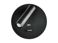 Aplique Redondo Modelo Giotto Negro Puerto Usb