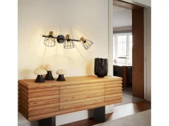 Aplique vintage NETTLIFE de metal negro, 3 focos E14, orientables 350°, estilo retro, para salón, pasillo, dormitorio (bombillas no incluidas)