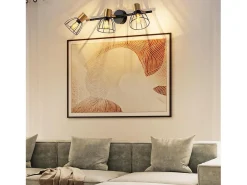 Aplique vintage NETTLIFE de metal negro, 3 focos E14, orientables 350°, estilo retro, para salón, pasillo, dormitorio (bombillas no incluidas)
