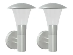 Apliques de exterior 2 unidades acero inoxidable plateado ES168939