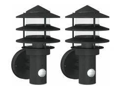 Apliques de exterior con sensor 2 uds acero inoxidable negro ES959369