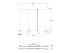 Arabella - Lámpara colgante Fabas Luce de 4 luces - LED 32W - Diseño moderno blanco