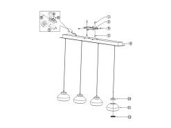 Arabella - Lámpara colgante Fabas Luce de 4 luces - LED de 32 W - Diseño moderno en color ámbar