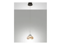 Arabella - Lámpara colgante individual de Fabas Luce - LED de 8 W - Lámpara de techo de 14 cm de diámetro en color ámbar