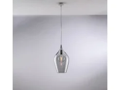 Ares Lámpara colgante de hierro con cristal pyrex gris 1 luz 142 Ø20 BL273-S1-GR
