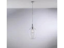 Ares Lámpara de suspensión de hierro con cristal pyrex transparente 1 luz 142 Ø20 BL273-S1-TR