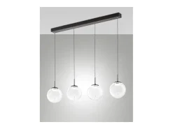Ariel - Lámpara colgante Fabas Luce de 4 luces - LED regulable de 28 W - Diseño de esfera transparente