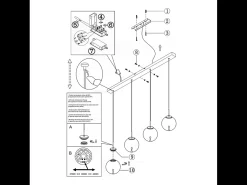 Ariel - Lámpara colgante Fabas Luce de 4 luces - LED regulable de 28 W - Diseño de esfera transparente