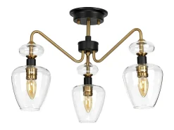 Armand 3 Light Semi Flush, Åldrad mässing, Glasskärm