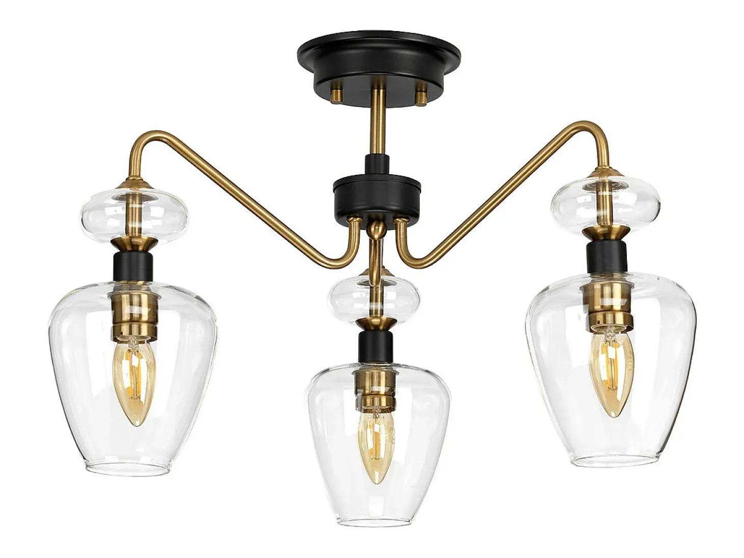 Armand 3 Light Semi Flush, Åldrad mässing, Glasskärm