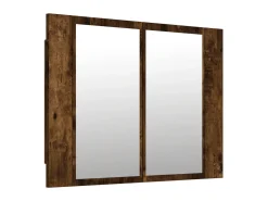 Armario con espejo LED madera roble ahumado 60x12x45 cm ES433600