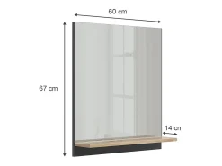 Armario con espejo para baño antracita/artisan 60x14x67 marelle