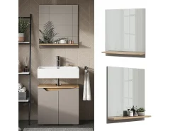 Armario con espejo para baño gris 60x14x67 marelle