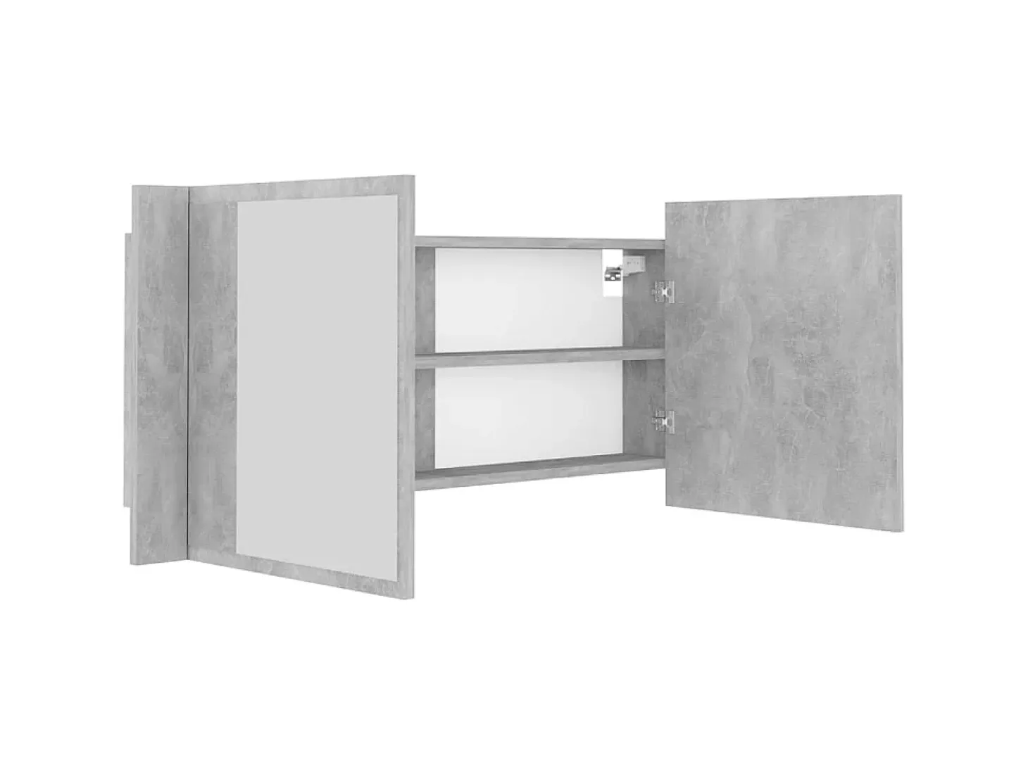 Armario espejo baño luz LED acrílico gris hormigón 100x12x45 cm ES231147