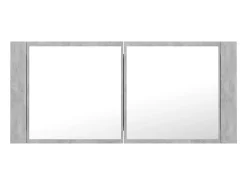 Armario espejo baño luz LED acrílico gris hormigón 100x12x45 cm ES231147
