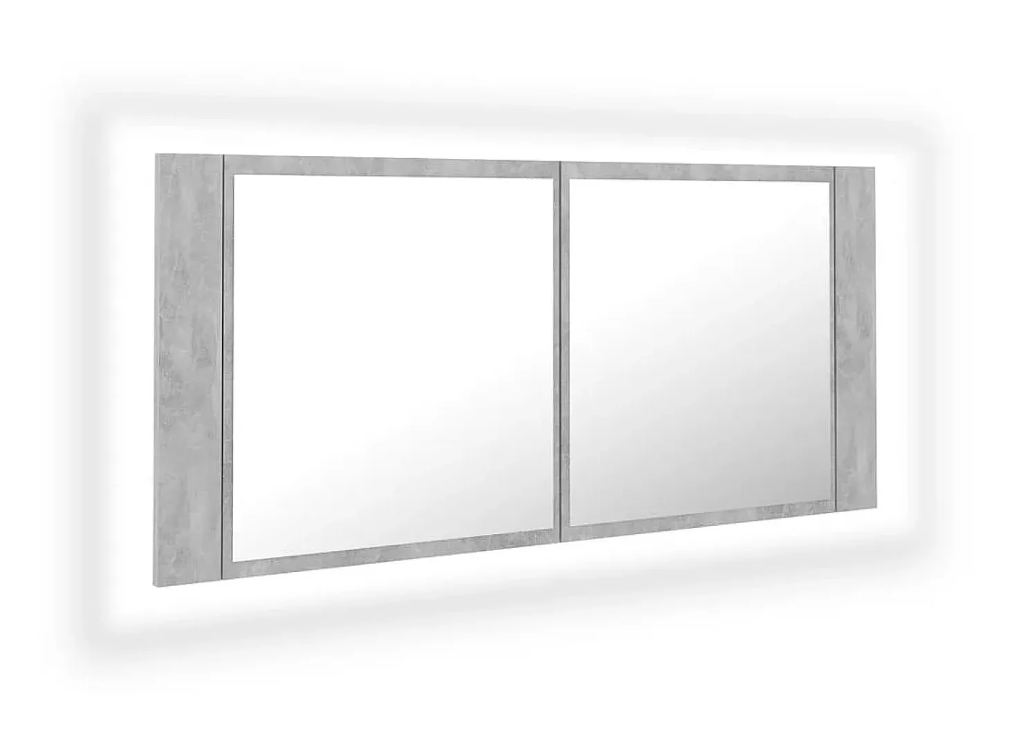 Armario espejo baño luz LED acrílico gris hormigón 100x12x45 cm ES231147