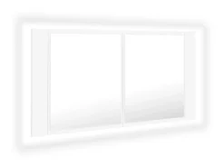 Armario espejo de baño con luz LED acrílico blanco 90x12x45 cm ES631059