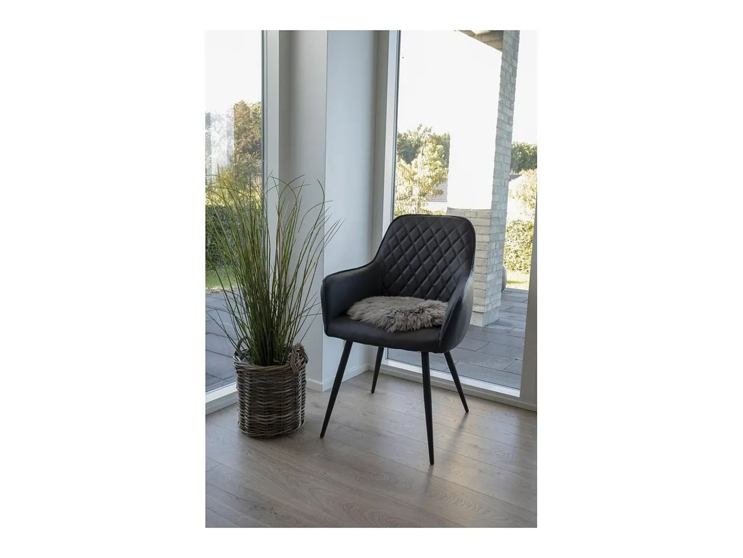 Asiento de piel de cordero marrón Ø 35 cm