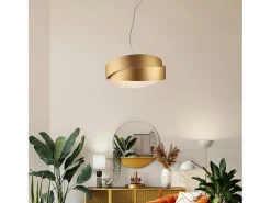 Astro - Lámpara colgante blanca con decoración y oro antiguo, cable de acero ajustable, 2 luces Ø46 cm