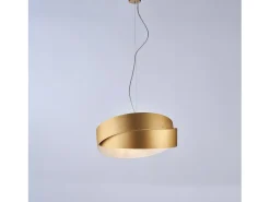 Astro - Lámpara colgante blanca con decoración y oro antiguo, cable de acero ajustable, 2 luces Ø46 cm