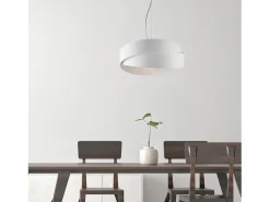Astro - Lámpara colgante de hierro lacado blanco con cable de acero orientable 2 luces 122 - Ø46 - BL207-2-BCO
