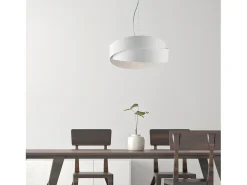 Astro - Lámpara colgante de hierro lacado blanco con cable de acero orientable 2 luces 122 - Ø46 - BL207-2-BCO