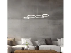 Atena Suspensión en metal y aluminio lacado en blanco con LED CCT integrado + mando a distancia y cables eléctricos orientables. 100 x 64 BL287-SBC