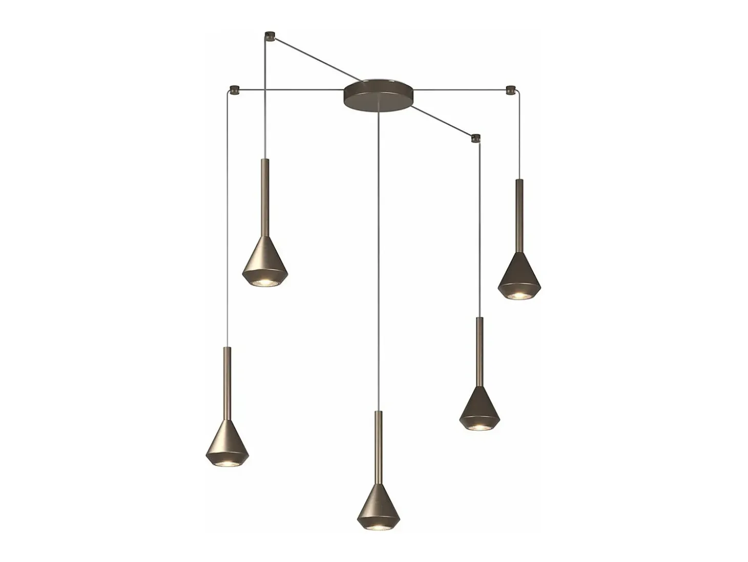 Aygo Sospensione 5 Luci Spostabile Bronzo Con Cavo Cm.250
