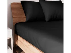 Bajera ajustable de algodón 90x190 cm JERSEY negro