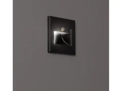 Baliza de Pared LED 1.5W Empotrable con Sensor PIR Bark Negro 3000K Blanco Cálido