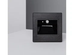 Baliza de Pared LED 1.5W Empotrable con Sensor PIR Bark Negro 3000K Blanco Cálido