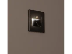 Baliza de Pared LED 1.5W Empotrable con Sensor PIR Bark Negro 3000K Blanco Cálido