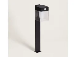Baliza de Pie Exterior Solar LED 1,5W 46cm Aluminio con Sensor de Movimiento Efren Square Negro