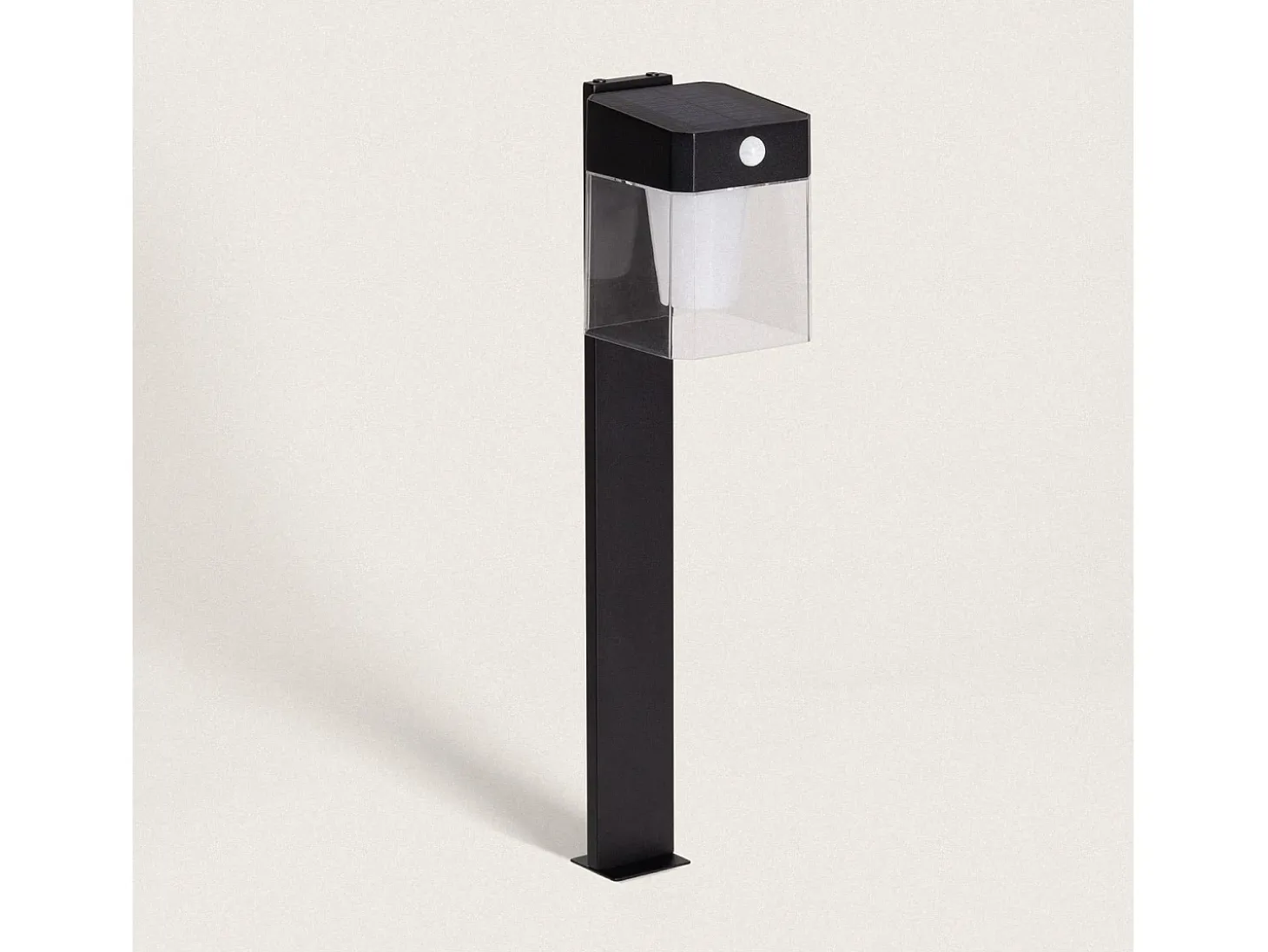 Baliza de Pie Exterior Solar LED 1,5W 46cm Aluminio con Sensor de Movimiento Efren Square Negro