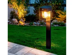 Baliza de Pie Exterior Solar LED 1,5W 46cm Aluminio con Sensor de Movimiento Efren Square Negro