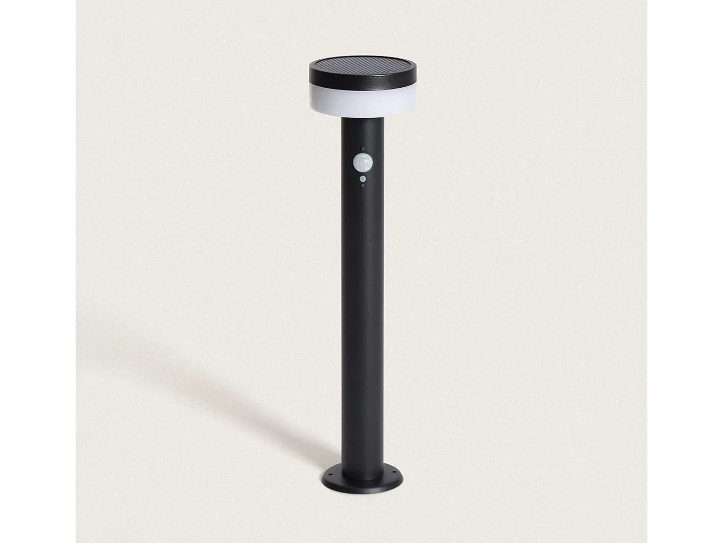Baliza de Pie Exterior Solar LED 1,5W 50cm Acero Inoxidable con Sensor de Movimiento Ashier Negro