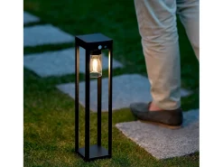 Baliza de Pie Exterior Solar LED 2W 40cm Aluminio con Sensor de Movimiento Devah Negro