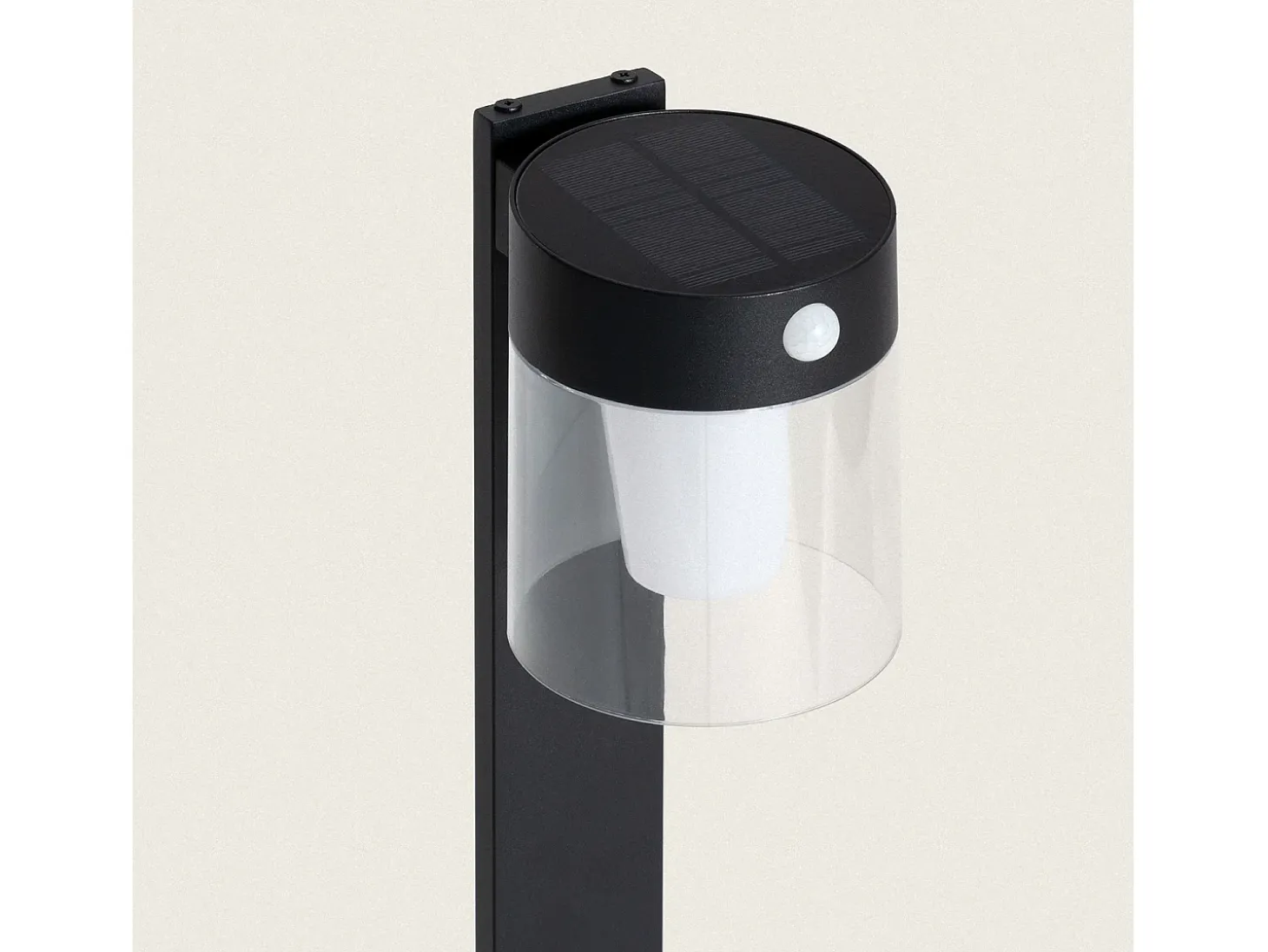 Baliza de Pie Exterior Solar LED 1,5W 46cm Aluminio con Sensor de Movimiento Efren Negro