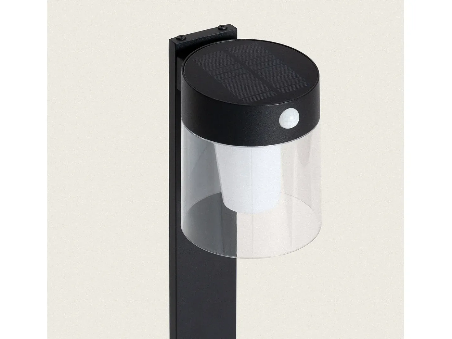 Baliza de Pie Exterior Solar LED 1,5W 46cm Aluminio con Sensor de Movimiento Efren Negro