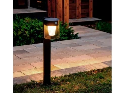 Baliza de Pie Exterior Solar LED 1,5W 46cm Aluminio con Sensor de Movimiento Efren Negro