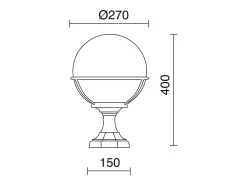 Baliza exterior CLIC CLAC GLOBO estilo clásico - Alt. 42 cm x D.ø27 cm - E27 42W - poliamida - esfera policarbonato - ip44 - blanco