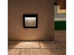 Baliza Exterior LED 4W Empotrable Pared Cuadrado Negro Natt 2700K Blanco Cálido