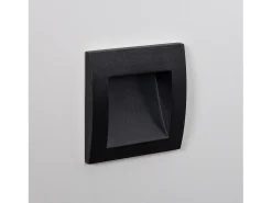 Baliza Exterior LED 4W Empotrable Pared Cuadrado Negro Leif 2700K Blanco Cálido