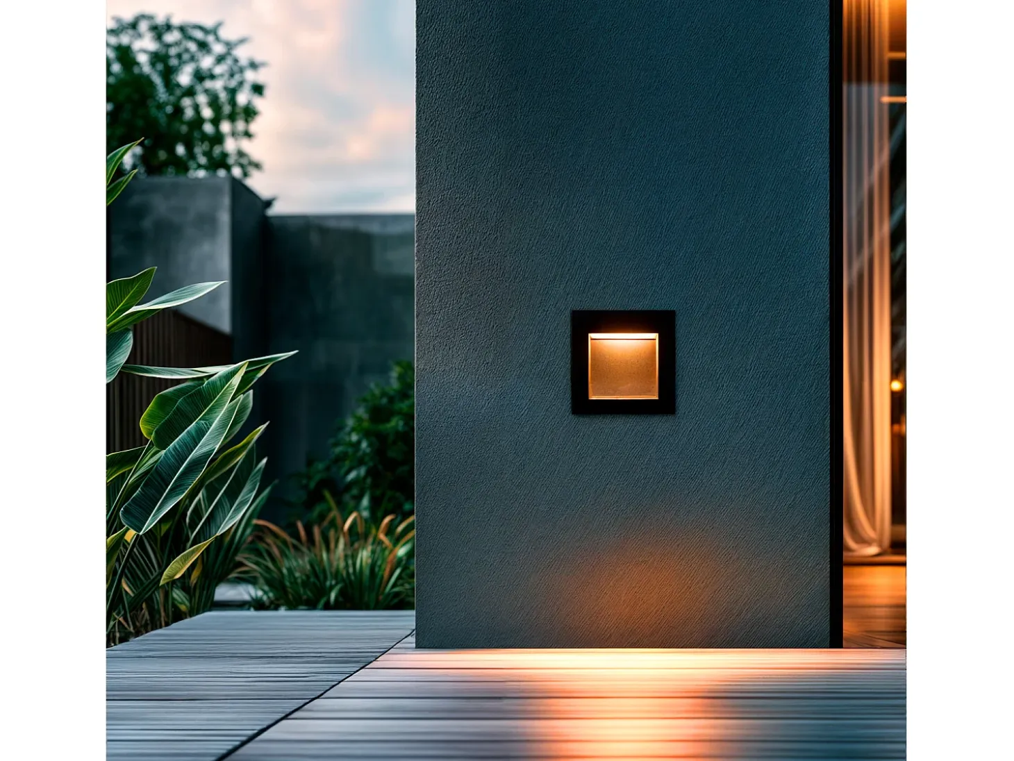 Baliza Exterior LED 4W Empotrable Pared Cuadrado Negro Leif 2700K Blanco Cálido