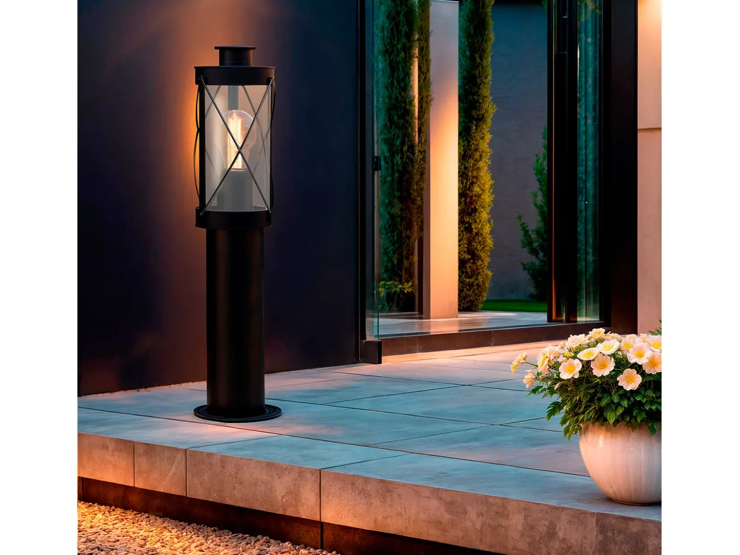 Baliza Exterior Superficie Pie 50cm Acero Inoxidable Gedja Negro
