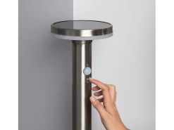 Baliza Solar Exterior LED 6W Superficie Pie 45cm con Detector de Movimiento Helios Inox 3000K Blanco Cálido