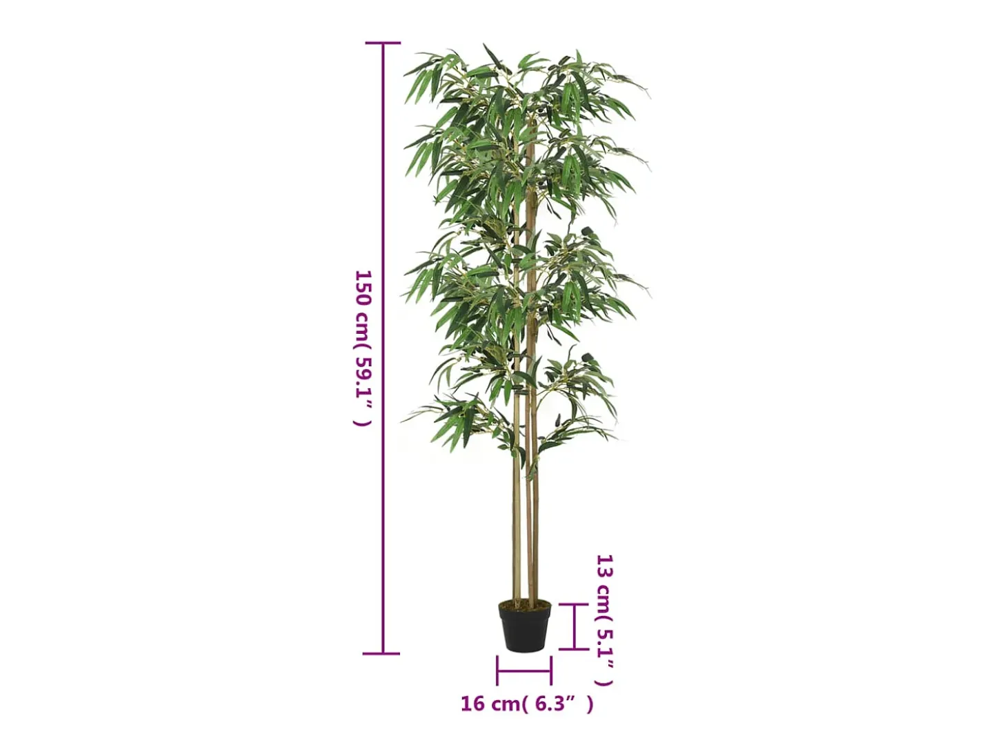 Bambú artificial 988 hojas 150 cm verde